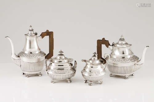 A tea and coffee setPortuguese silver, 19th century Part flu...