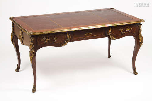 A Louis XV bureau platRosewood With two drawers Red leather ...