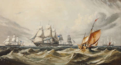 English school, 19th centuryA Marine painting Oil on canvas2...