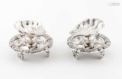 A pair of salt cellarsPortuguese silver, 19th century Shell ...