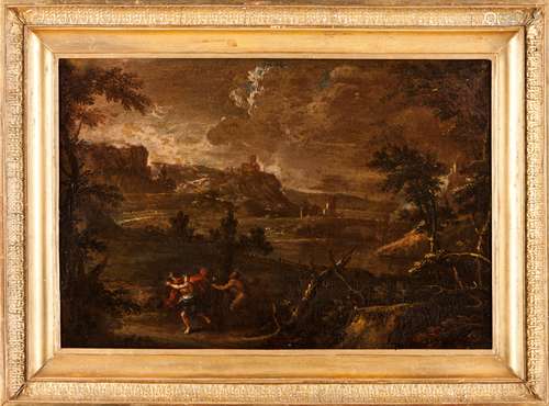 Italian school, 17th centuryA landscape with figures Oil on ...