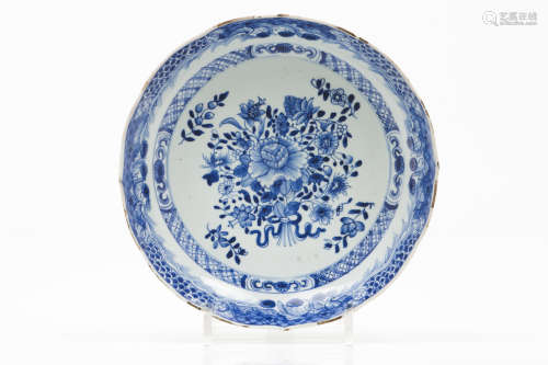 A scalloped deep plateChinese porcelain Blue and white flora...