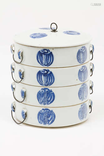 A food boxChinese porcelain With four compartments Blue bird...