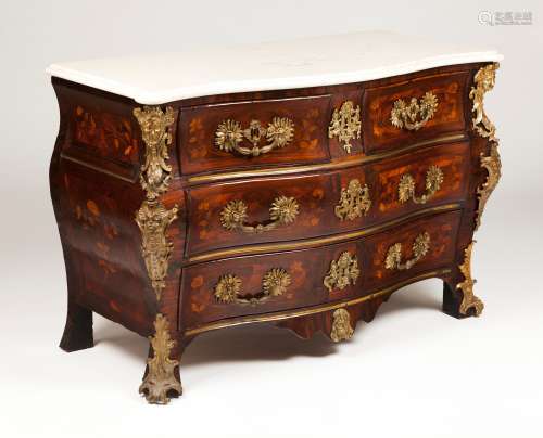 A Louis XV commodeSolid rosewood and rosewood veneered with ...