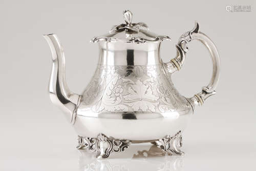 An unusual teapotPortuguese silver Bell shaped body of wide ...