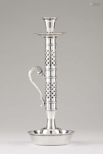 An unusual chamber stickPortuguese silver Cylindrical scallo...