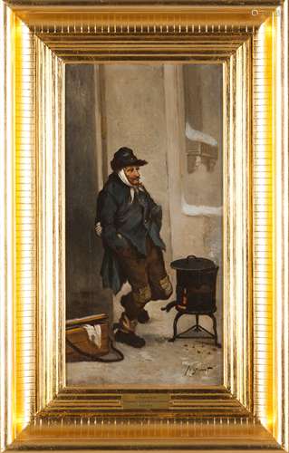 European school, 19th centuryA beggar Oil on canvas Signed I...