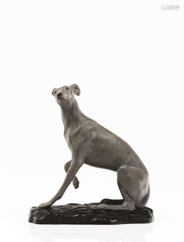 A greyhoundCaldas da Rainha faience Polychrome decoration Ma...