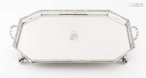 A large trayPortuguese silver , 19th century Rectangular sha...