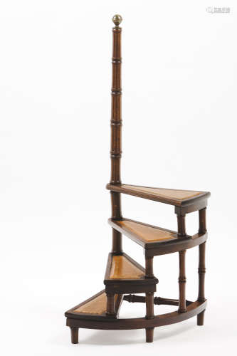 A George III style spiral library stepsMahogany Turned shaft...