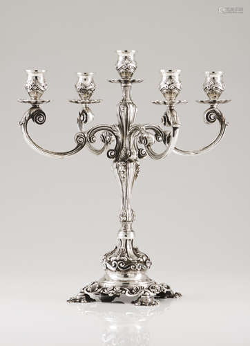 A five branch candelabrumPortuguese silver D.João V style Br...