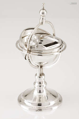 An unusual inkwellPortuguese silver Globe shaped of tilting ...