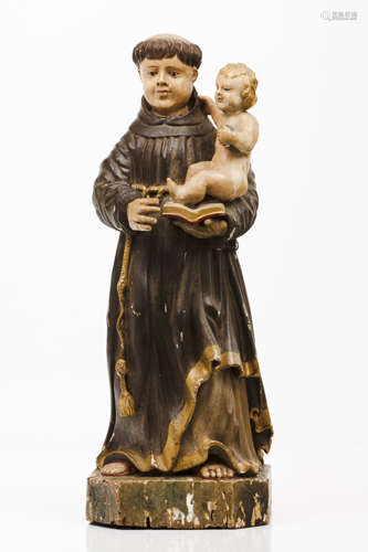 Saint AnthonyCarved, polychrome and gilt wood Silver radiant...