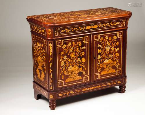 A small Dutch cabinetMahogany with marquetry decoration Depi...