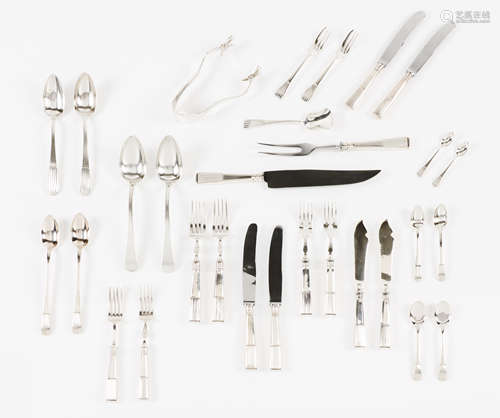 A twelve cover cutlery set Grooved decoration known as 