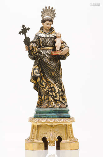 Saint Anthony with The ChildPolychrome and gilt wood Silver ...