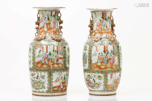 Two vasesChinese export porcelain Polychrome 