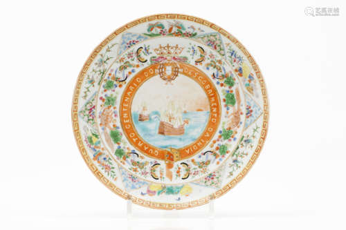 A plate Chinese export porcelain Polychrome 
