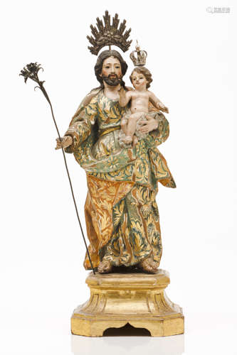 Saint Joseph and The Child JesusCarved, gilt and polychrome ...