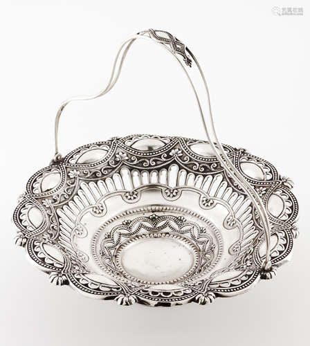 A basketPortuguese silver Pierced and raised of architectura...