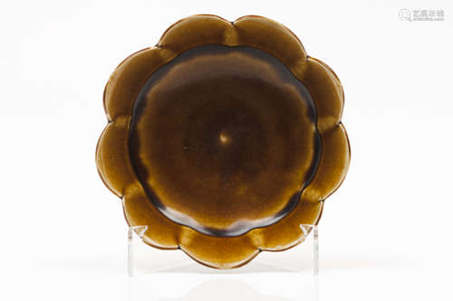 A bowl Jizhou ceramics Ochre glazed nine petal lotus flower ...