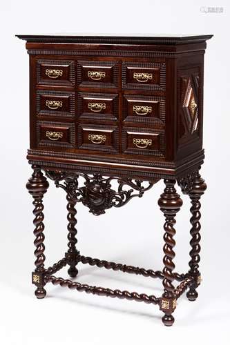 A cabinet on standMahogany and other timbers Ripple friezes ...