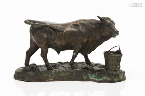 A bullPatinated bronze sculpture France, 20th century16x28x1...