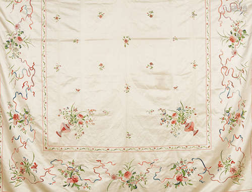 An Indo-Portuguese bedspreadIndo-Portuguese bedspread Silk-t...