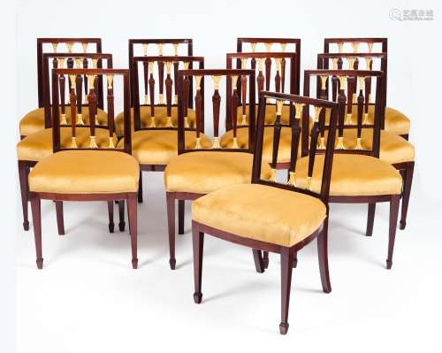 A set of six neoclassical chairsMahogany Pierced backs of ca...
