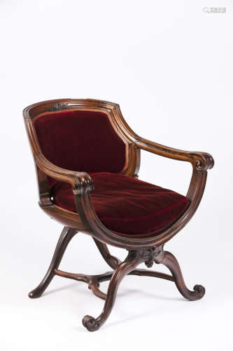 A D.José armchairRosewood Velvet upholstery Portugal, 18th c...