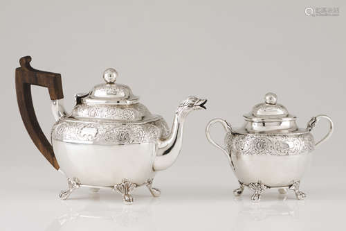 A teapot and sugar bowlPortuguese silver, 19th century Body ...