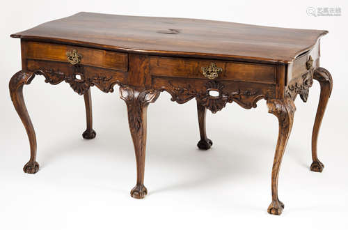 A D.João V style centre tableChestnut and walnut Two drawers...