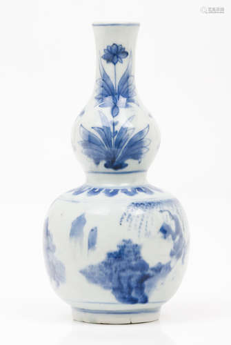 A gourdChinese porcelain Blue underglaze decoration of lands...