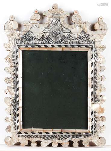 A votive print Carved and gilt wood frame Holy bishop by a s...