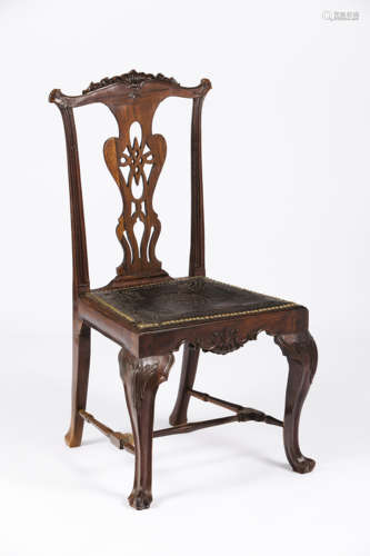 A D.José chairRosewood Scalloped and carved crest Pierced an...