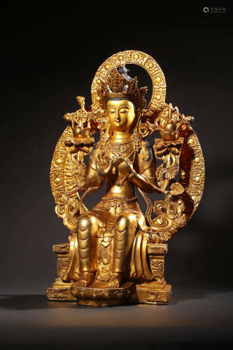 A Gilt Bronze Statue Of Maitreya