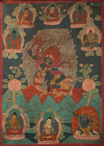 An Embroidered Thangka Of Palden Lhamo