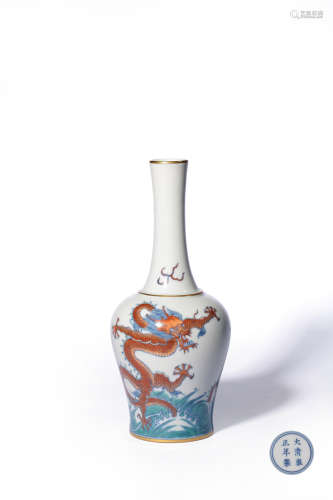 A Doucai Dragon And Wave Mallet-Form Vase