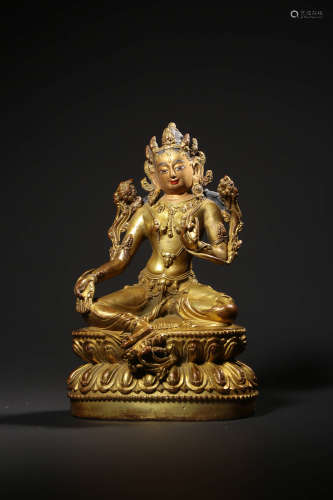 A Gilt Bronze Statue Of Tara