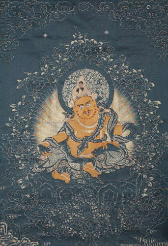 An Embroidered Silk Thangka Statue Of Shakyamuni