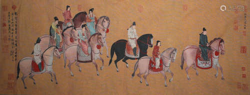 An Embroidered Stitch Of Figure Horsing