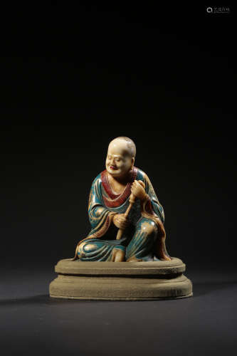 A Painted Shoushan Stone Arhat Statue