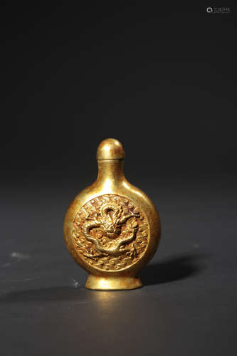 A Gilt Bronze Dragon Snuff Bottle