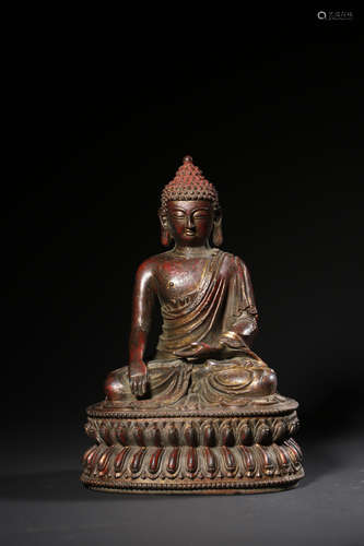 A Gilt Bronze Statue Of Shakyamuni