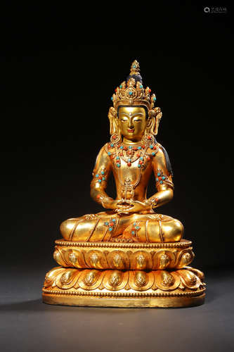 A Gilt Bronze Statue Of Amitayus