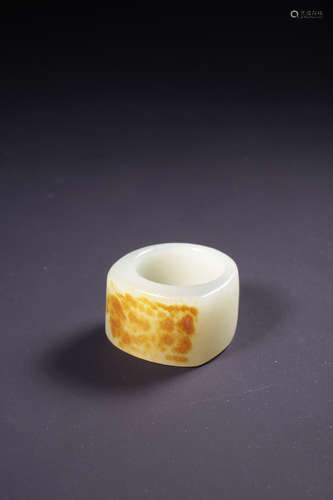 A White And Russet Jade Thumb Ring