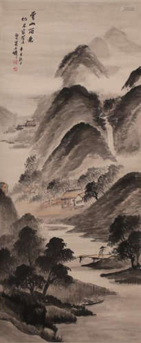 Landscape Painting Scroll, Wu Shixian Mark
