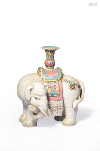 Famille Rose Elephant Candlestick Ornament