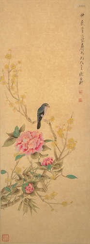 Flowers And Birds, Chinese Painting Paper Scroll, Xie Zhiliu...