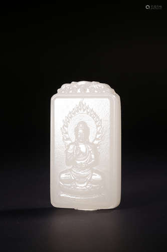 A White Jade Buddha Plaque Pendant